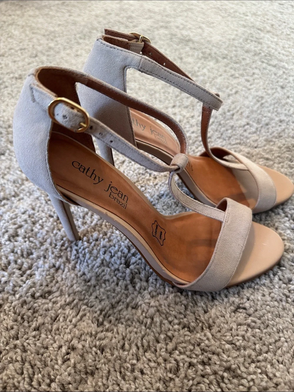 Cathy Jean Nude T-Strap Stiletto Sandals - Picture 2 of 16